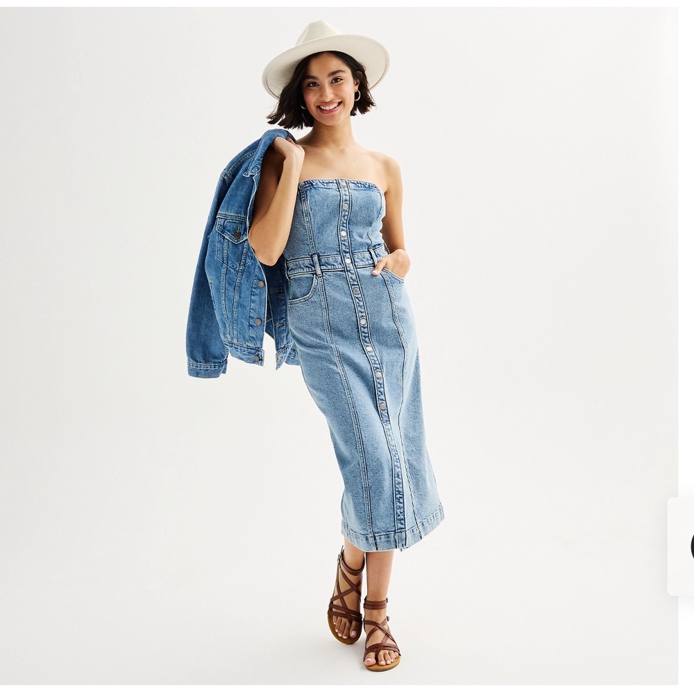 Blue Denim Midi Dress